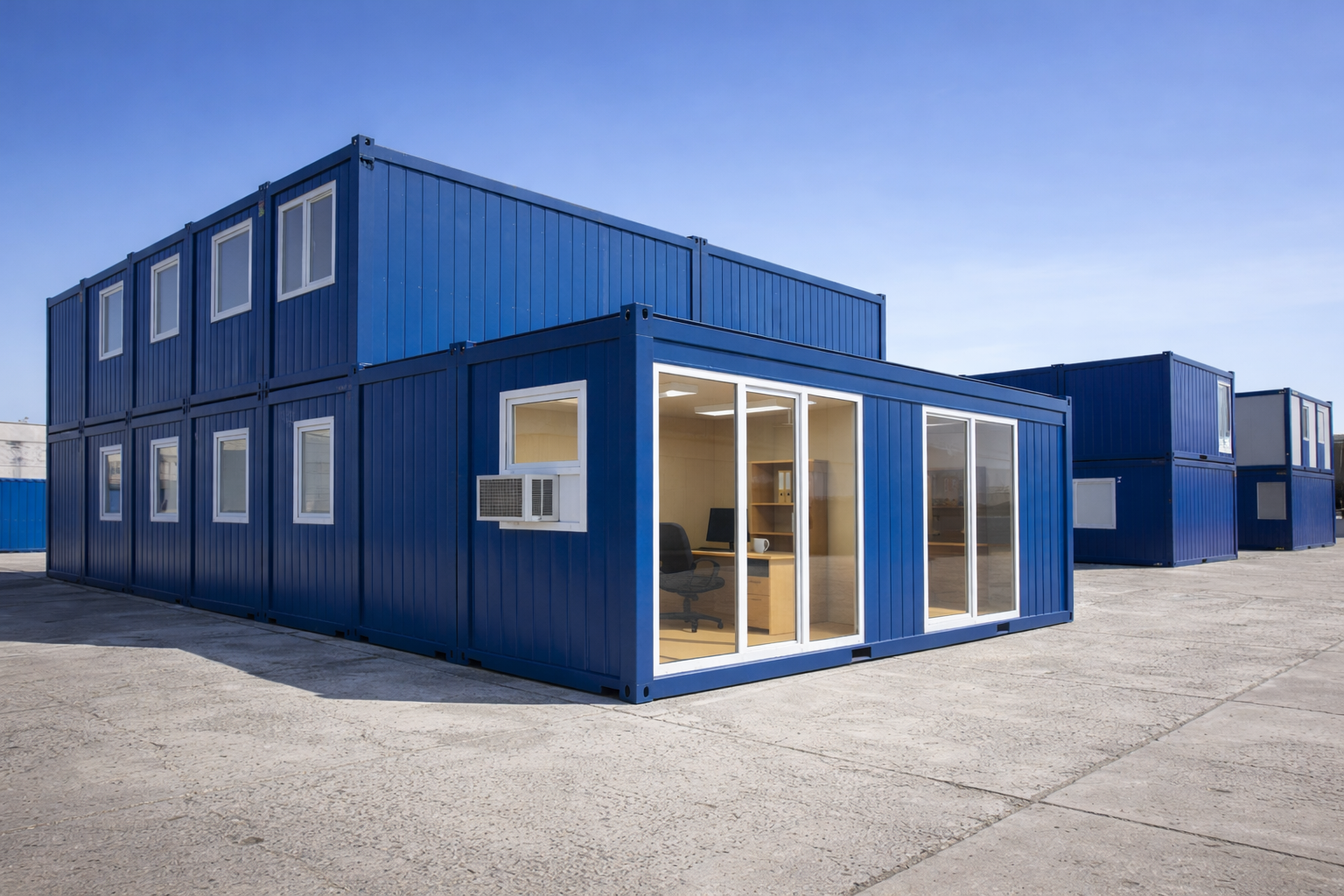 Telephely és csarnok konténerekkel